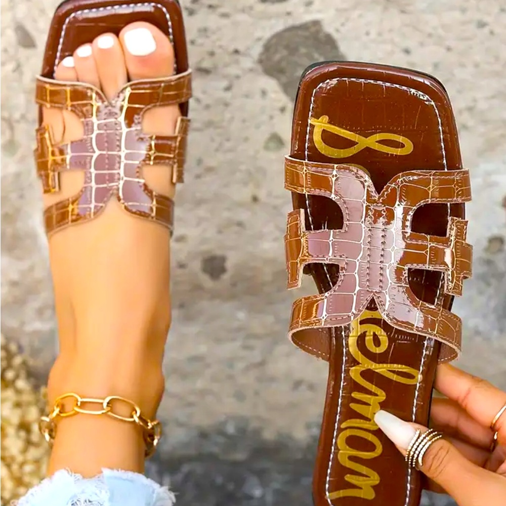Sam Edelman Tan and Brown Mules